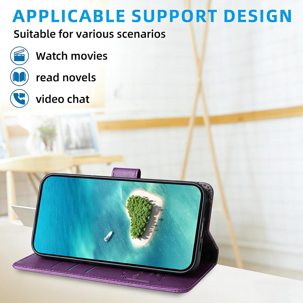 For Huawei nova 16 Litchi Texture RFID Blocking 3-Card Wallet Leather Phone Case(Purple)