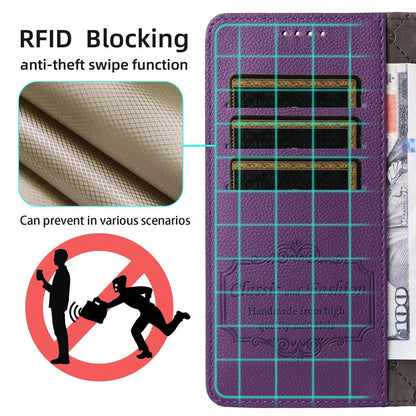 For Huawei nova 16 Litchi Texture RFID Blocking 3-Card Wallet Leather Phone Case(Purple)