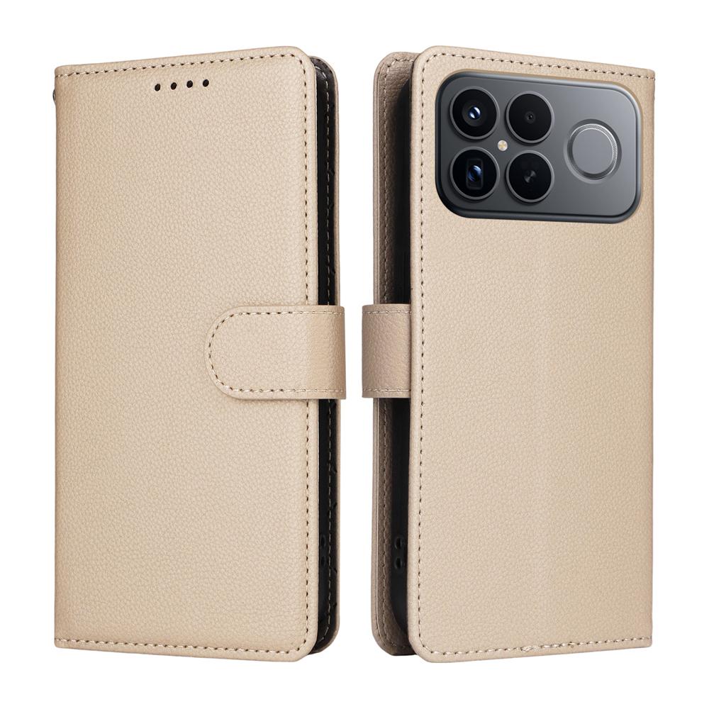 For Redmi K90 Pro Max / Poco F8 Ultra 5G Litchi Texture RFID Blocking 3-Card Wallet Leather Phone Case(Beige)