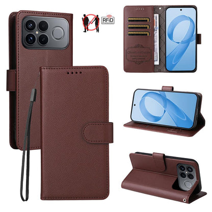 For Redmi K90 Pro Max / Poco F8 Ultra 5G Litchi Texture RFID Blocking 3-Card Wallet Leather Phone Case(Brown)