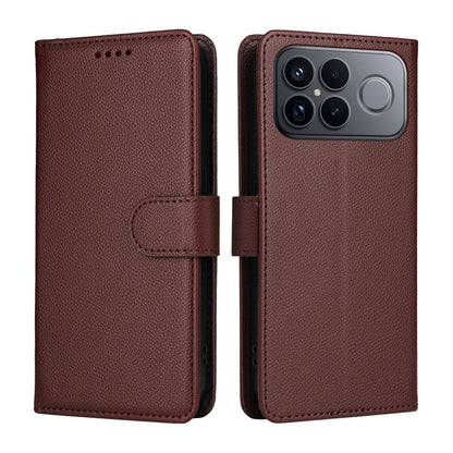 For Redmi K90 Pro Max / Poco F8 Ultra 5G Litchi Texture RFID Blocking 3-Card Wallet Leather Phone Case(Brown)