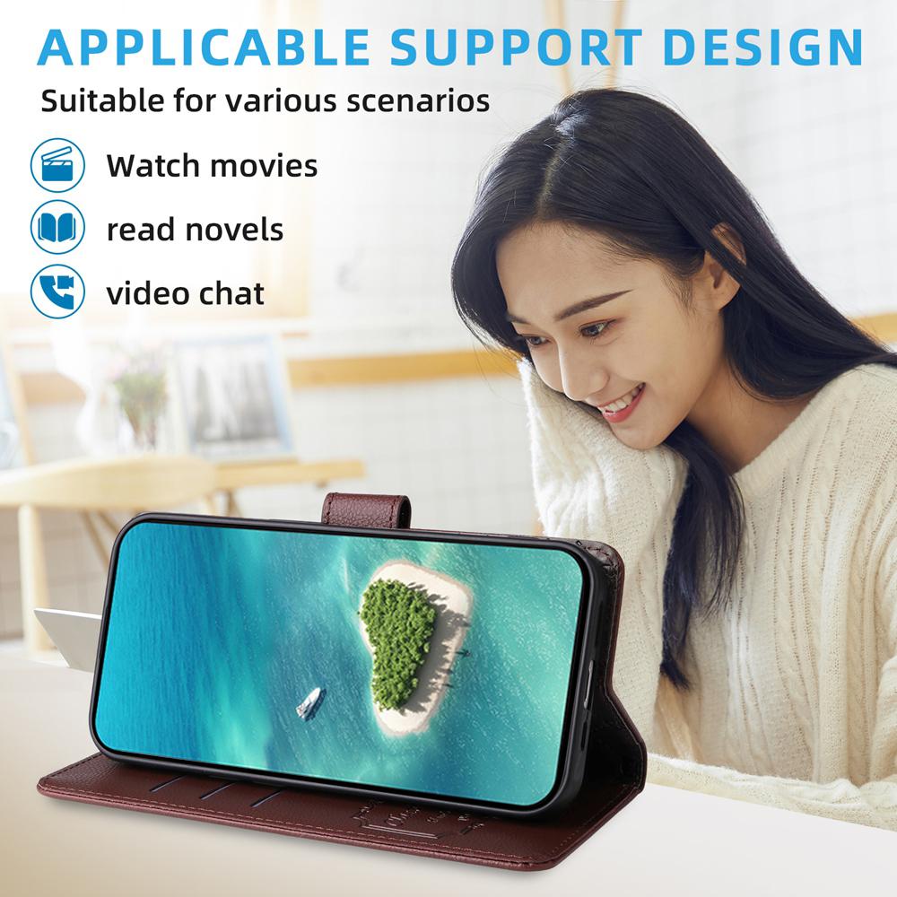 For Redmi K90 Pro Max / Poco F8 Ultra 5G Litchi Texture RFID Blocking 3-Card Wallet Leather Phone Case(Brown)
