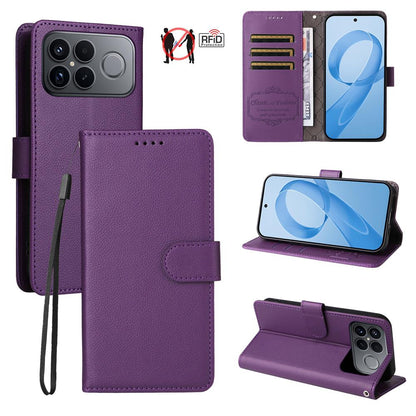 For Redmi K90 Pro Max / Poco F8 Ultra 5G Litchi Texture RFID Blocking 3-Card Wallet Leather Phone Case(Purple)