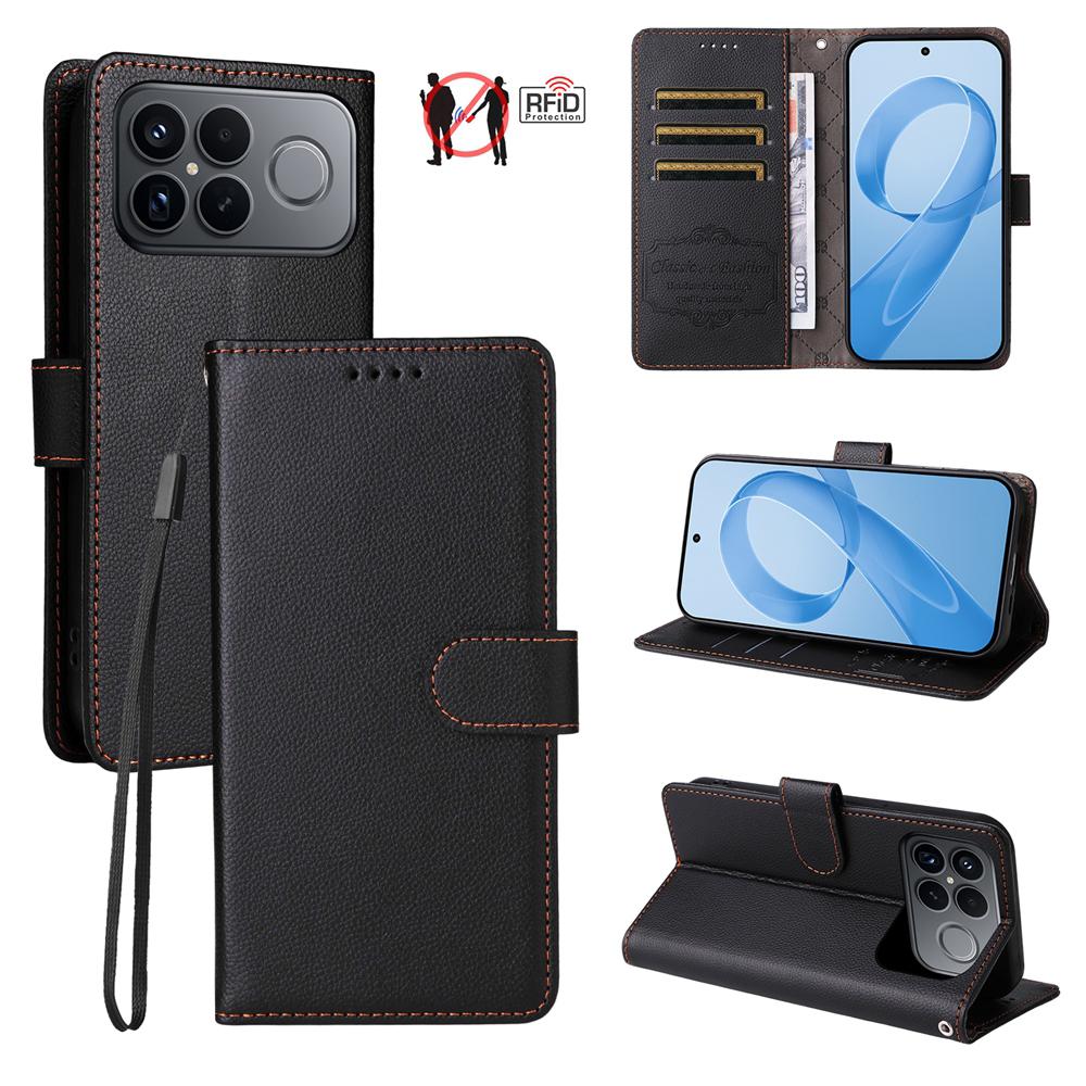 For Redmi K90 Pro Max / Poco F8 Ultra 5G Litchi Texture RFID Blocking 3-Card Wallet Leather Phone Case(Black)