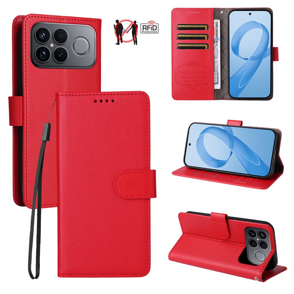 For Redmi K90 Pro Max / Poco F8 Ultra 5G Litchi Texture RFID Blocking 3-Card Wallet Leather Phone Case(Red)