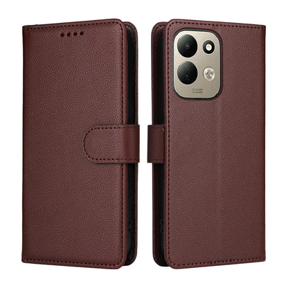 For Redmi 17 5G / 4G Global 170mm Litchi Texture RFID Blocking 3-Card Wallet Leather Phone Case(Brown)