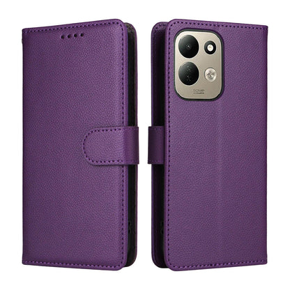 For Redmi 17 5G / 4G Global 170mm Litchi Texture RFID Blocking 3-Card Wallet Leather Phone Case(Purple)