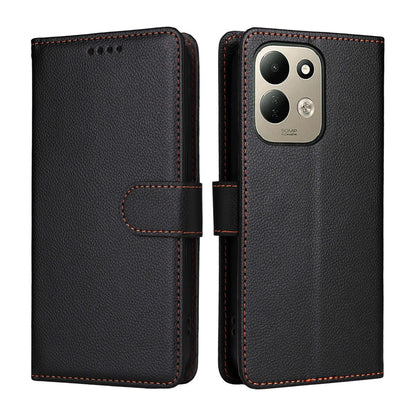For Redmi 17 5G / 4G Global 170mm Litchi Texture RFID Blocking 3-Card Wallet Leather Phone Case(Black)