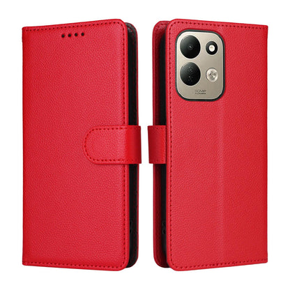 For Redmi 17 5G / 4G Global 170mm Litchi Texture RFID Blocking 3-Card Wallet Leather Phone Case(Red)