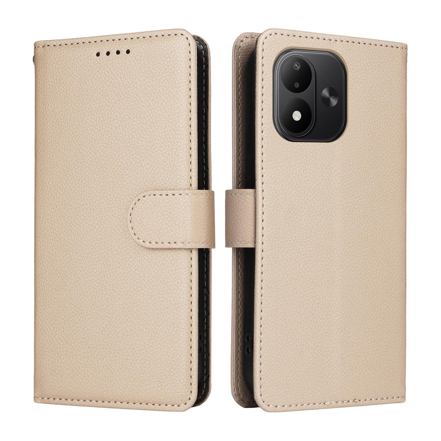 For Redmi Note 17 5G / 4G Global 171mm Litchi Texture RFID Blocking 3-Card Wallet Leather Phone Case(Beige)