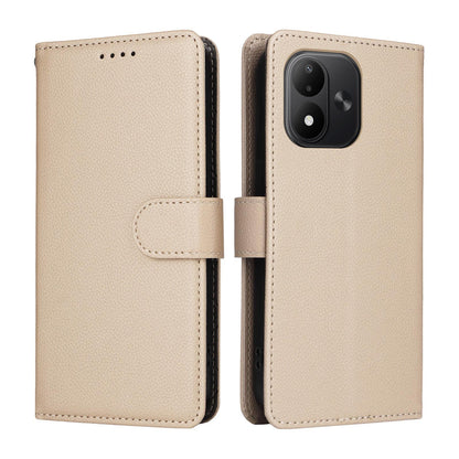 For Redmi Note 17 5G / 4G Global 171mm Litchi Texture RFID Blocking 3-Card Wallet Leather Phone Case(Beige)