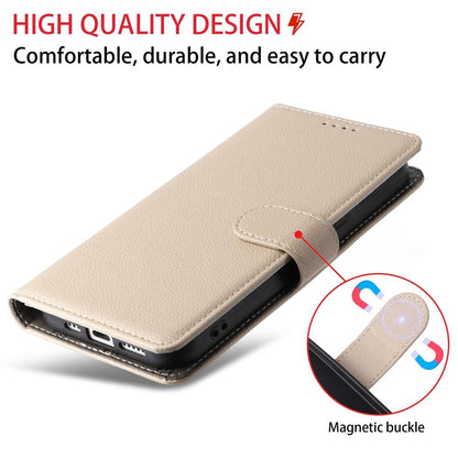 For Redmi Note 17 5G / 4G Global 171mm Litchi Texture RFID Blocking 3-Card Wallet Leather Phone Case(Beige)