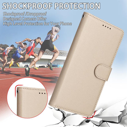 For Redmi Note 17 5G / 4G Global 171mm Litchi Texture RFID Blocking 3-Card Wallet Leather Phone Case(Beige)