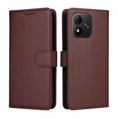 For Redmi Note 17 5G / 4G Global 171mm Litchi Texture RFID Blocking 3-Card Wallet Leather Phone Case(Brown)