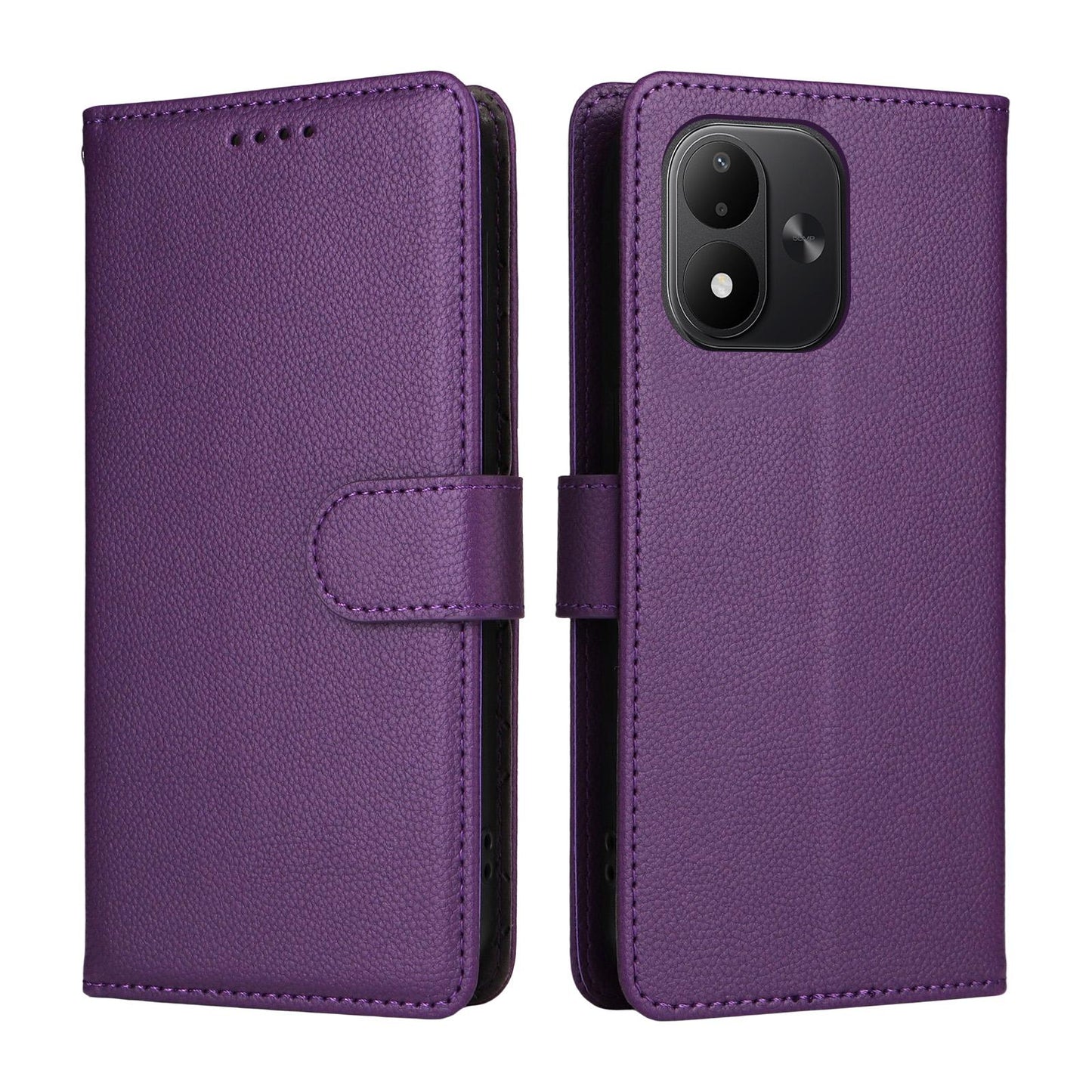 For Redmi Note 17 5G / 4G Global 171mm Litchi Texture RFID Blocking 3-Card Wallet Leather Phone Case(Purple)