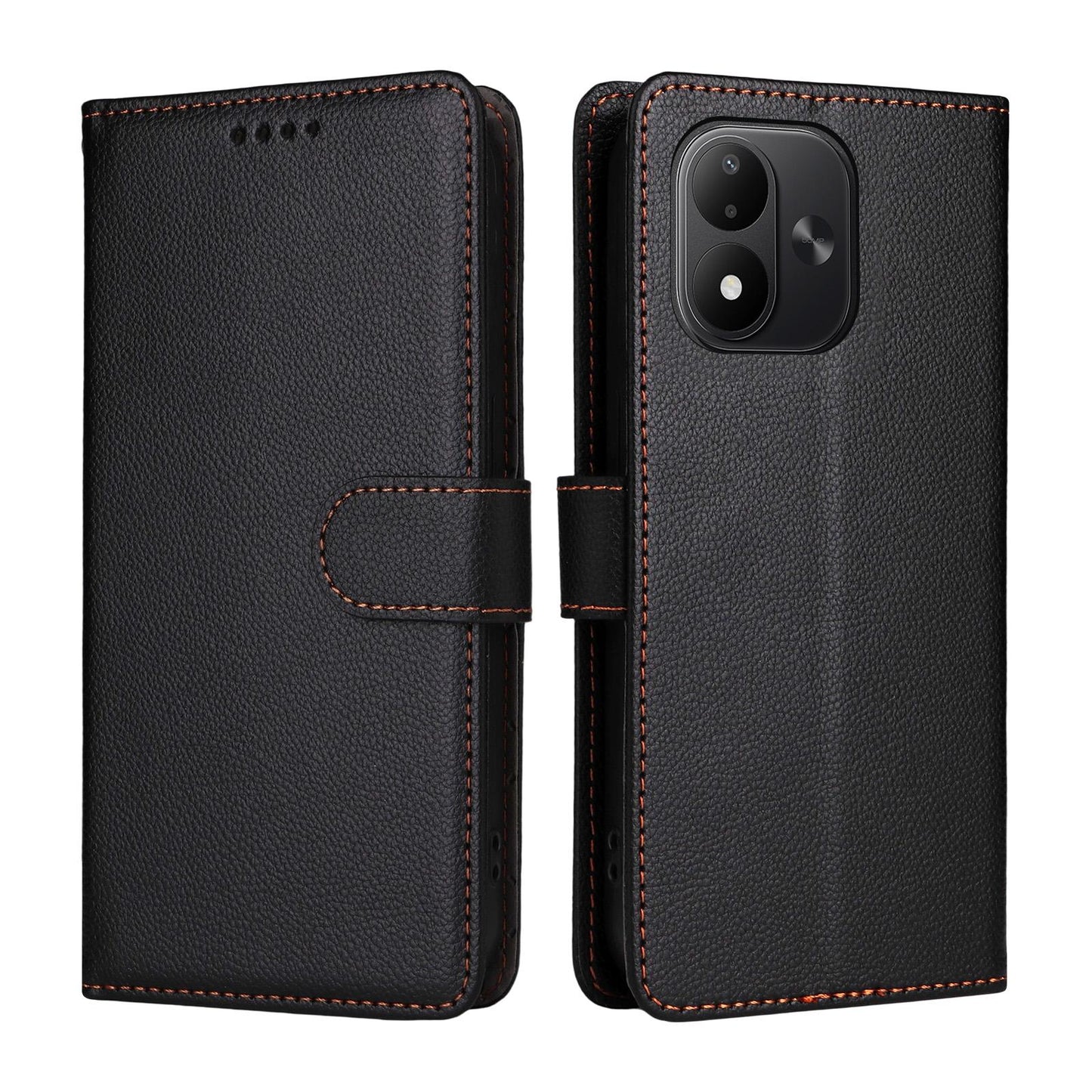 For Redmi Note 17 5G / 4G Global 171mm Litchi Texture RFID Blocking 3-Card Wallet Leather Phone Case(Black)