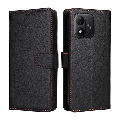 For Redmi Note 17 5G / 4G Global 171mm Litchi Texture RFID Blocking 3-Card Wallet Leather Phone Case(Black)