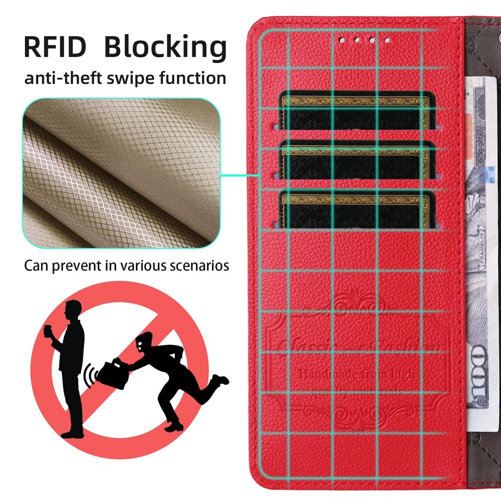 For Redmi Note 17 5G / 4G Global 171mm Litchi Texture RFID Blocking 3-Card Wallet Leather Phone Case(Red)