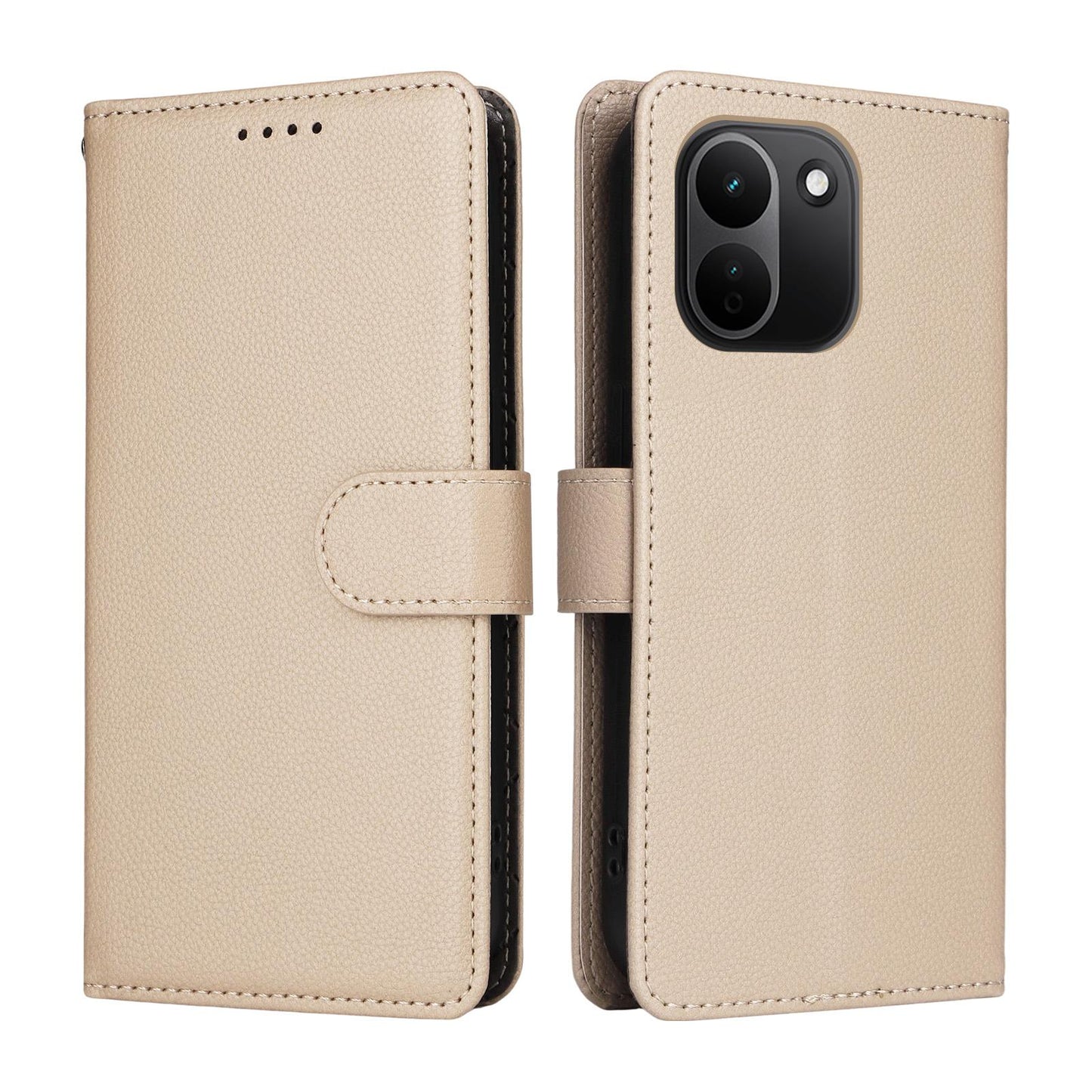 For Redmi Note 17 Pro+ 5G Global 163mm Litchi Texture RFID Blocking 3-Card Wallet Leather Phone Case(Beige)