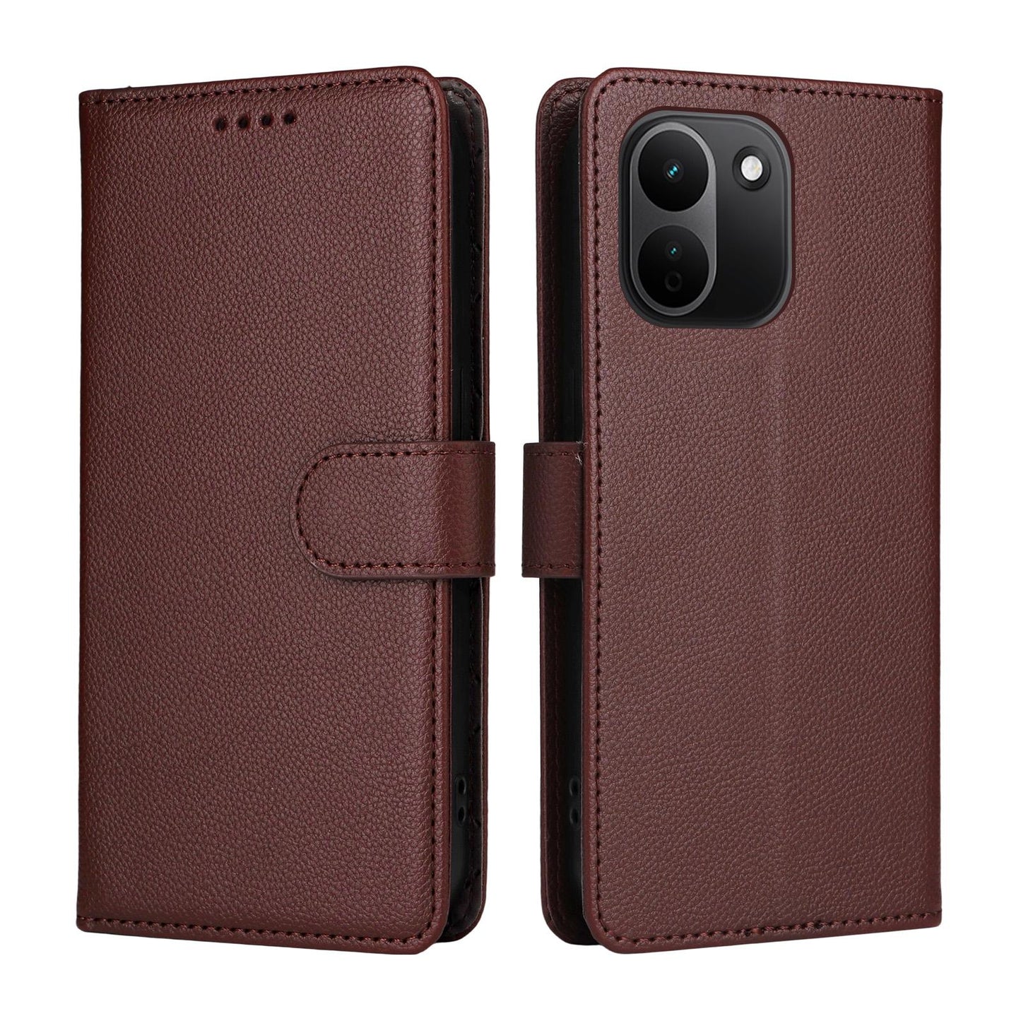 For Redmi Note 17 Pro+ 5G Global 163mm Litchi Texture RFID Blocking 3-Card Wallet Leather Phone Case(Brown)