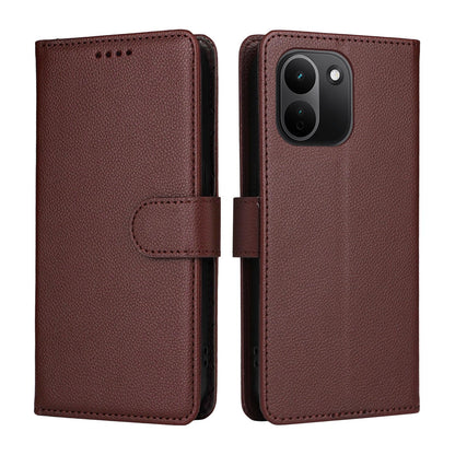 For Redmi Note 17 Pro+ 5G Global 163mm Litchi Texture RFID Blocking 3-Card Wallet Leather Phone Case(Brown)