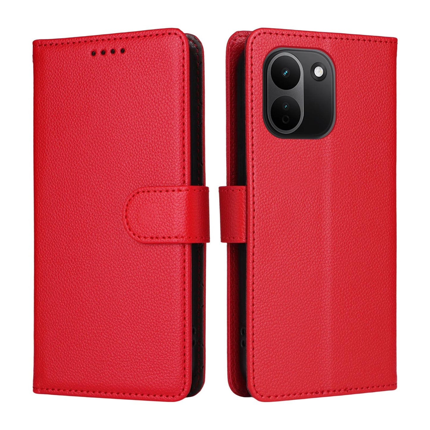 For Redmi Note 17 Pro+ 5G Global 163mm Litchi Texture RFID Blocking 3-Card Wallet Leather Phone Case(Red)