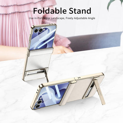 For Galaxy Z Flip8 5G GKK Integrated Triumph Phantom Magnetic Leather Phone Case with Holder(White)