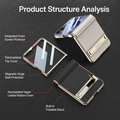 For Galaxy Z Flip8 5G GKK Integrated Triumph Phantom Magnetic Leather Phone Case with Holder(White)