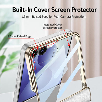 For Galaxy Z Flip8 5G GKK Integrated Triumph Phantom Magnetic Leather Phone Case with Holder(Carbon Fiber)