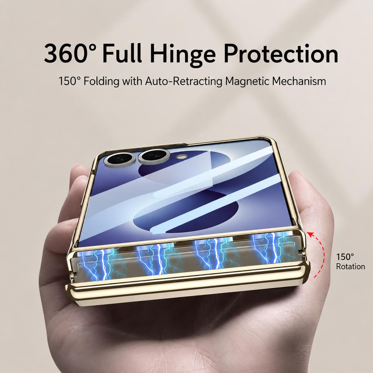 For Galaxy Z Flip8 5G GKK Integrated Triumph Phantom Magnetic Leather Phone Case with Holder(Night Green)