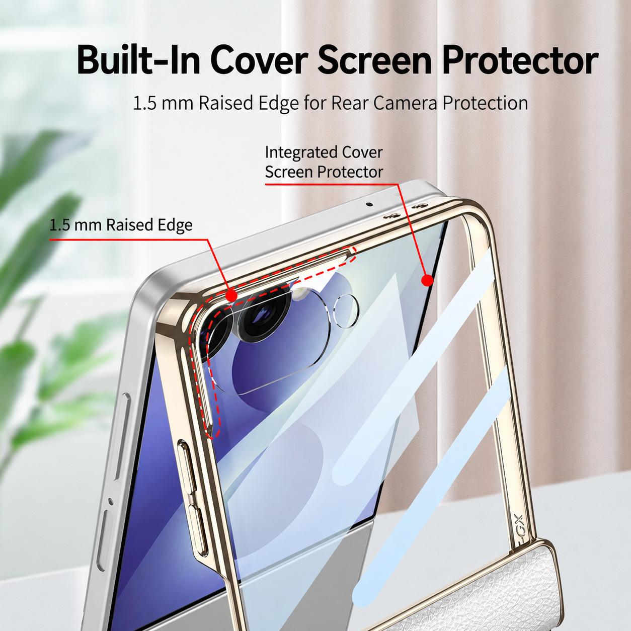For Galaxy Z Flip8 5G GKK Integrated Triumph Phantom Magnetic Leather Phone Case with Holder(Night Green)
