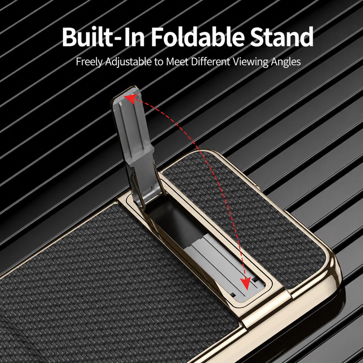 For Galaxy Z Flip8 5G GKK Integrated Triumph Phantom Magnetic Leather Phone Case with Holder(Night Green)