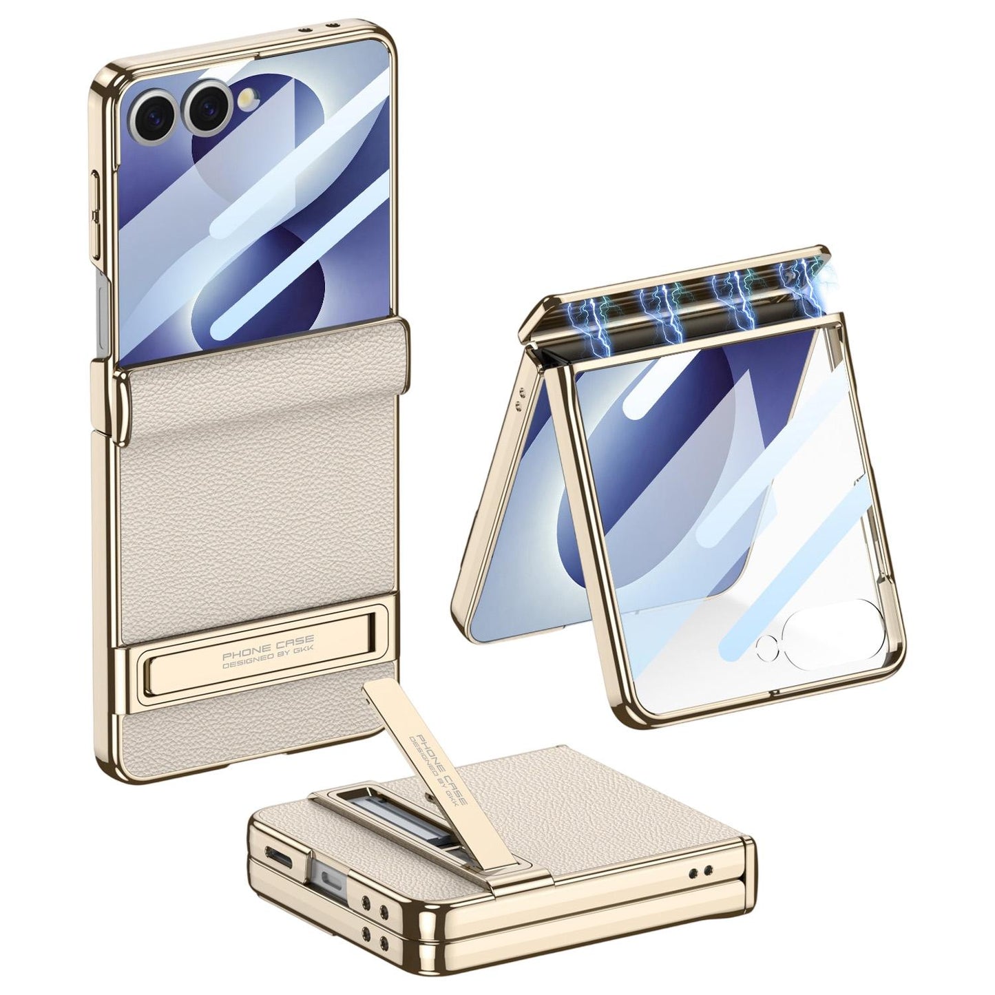 For Galaxy Z Flip8 5G GKK Integrated Triumph Phantom Magnetic Leather Phone Case with Holder(Titanium Grey)