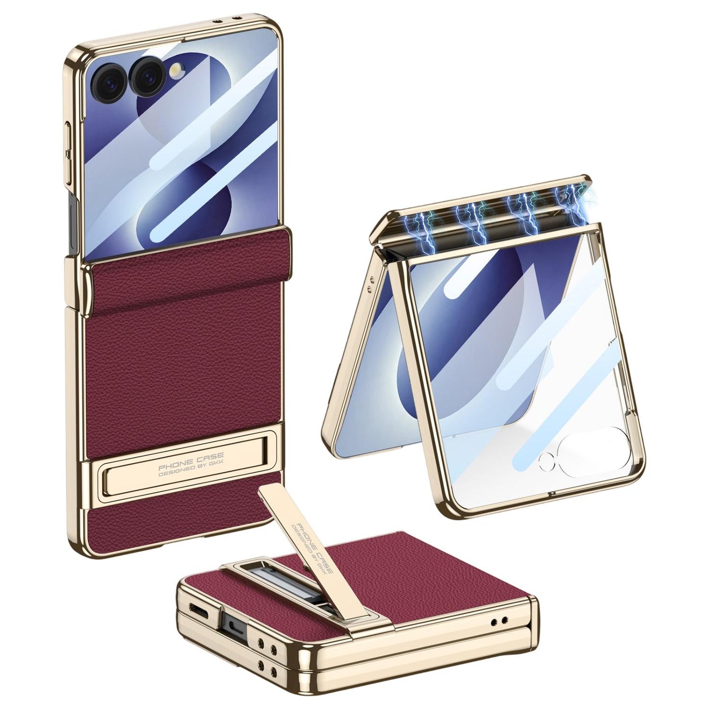 For Galaxy Z Flip8 5G GKK Integrated Triumph Phantom Magnetic Leather Phone Case with Holder(Red)