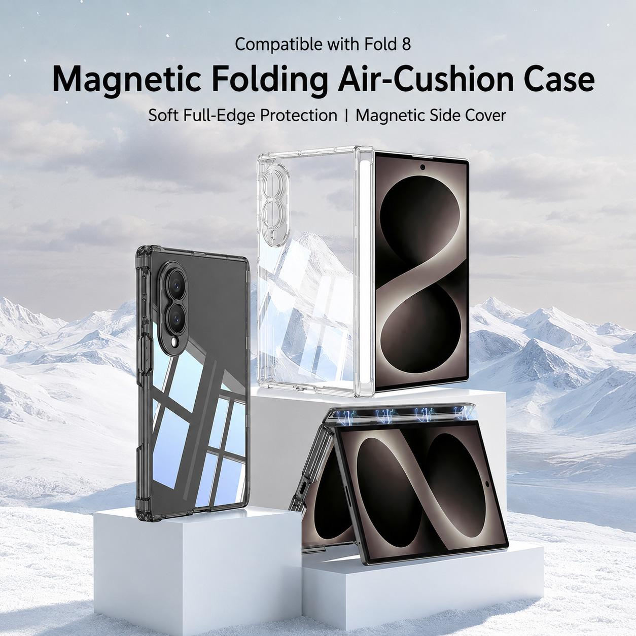 For Galaxy Z Fold8 5G GKK Magnetic Hinge Folding Airbag Full Cover Phone Case(Transparent)