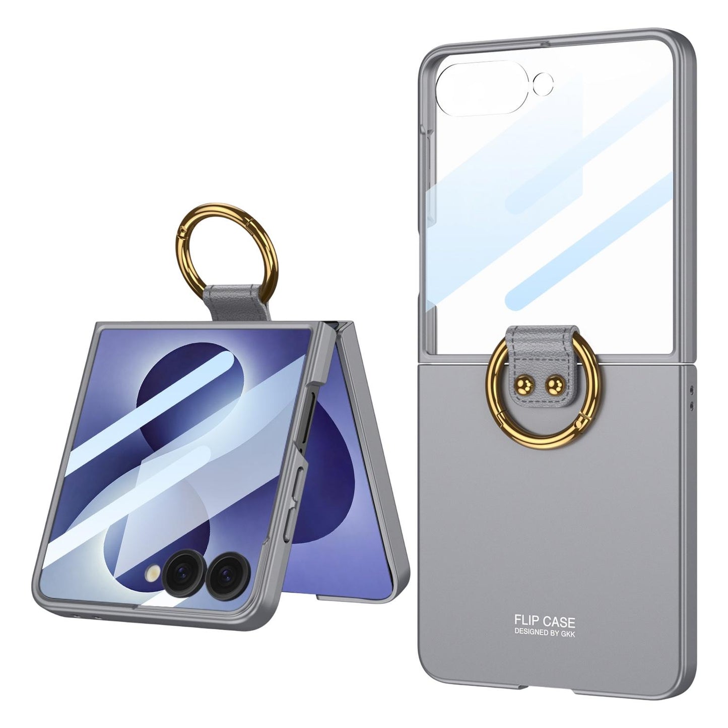 For Galaxy Z Flip8 5G GKK Integrated Ultra-Thin Ring Holder Phone Case(Grey)