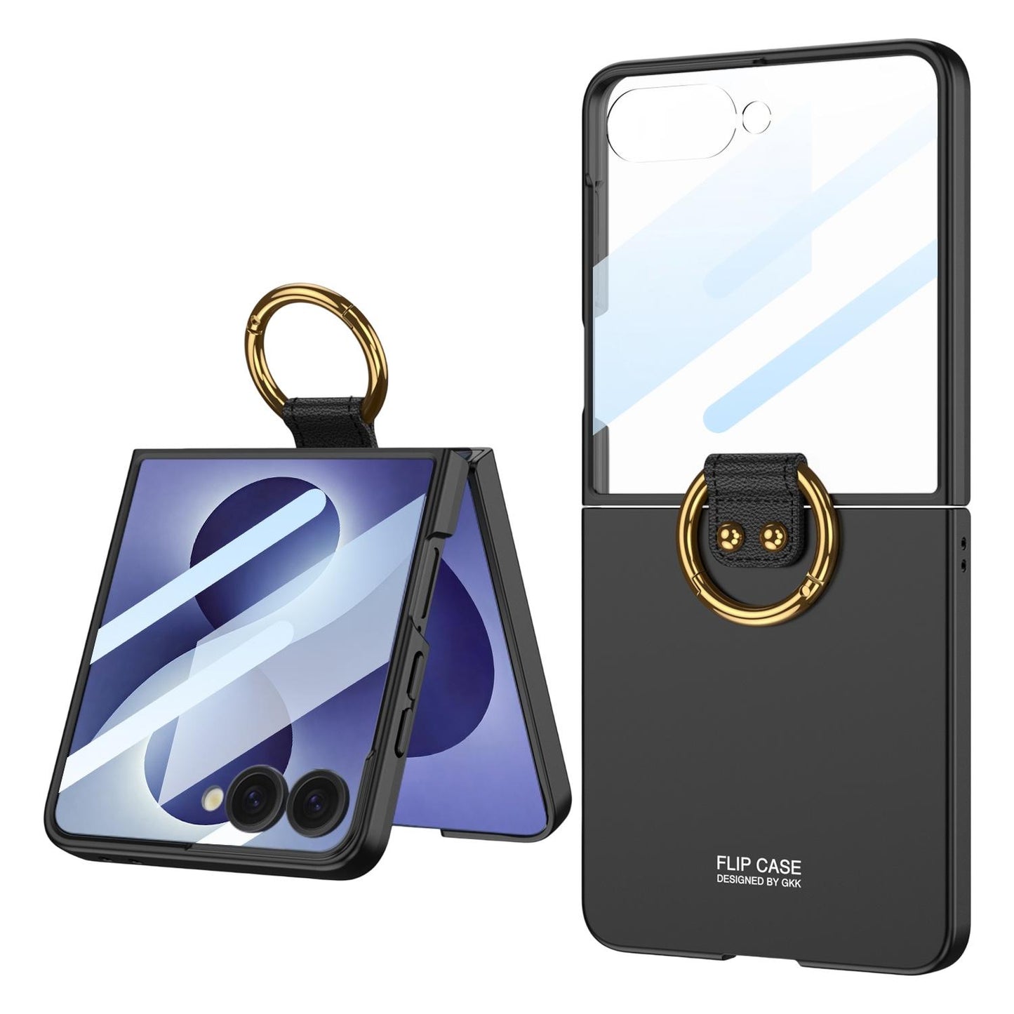 For Galaxy Z Flip8 5G GKK Integrated Ultra-Thin Ring Holder Phone Case(Black)