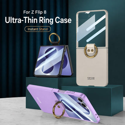 For Galaxy Z Flip8 5G GKK Integrated Ultra-Thin Ring Holder Phone Case(Black)