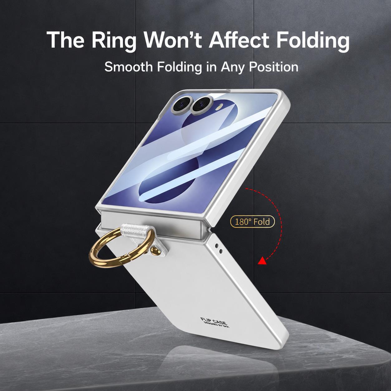 For Galaxy Z Flip8 5G GKK Integrated Ultra-Thin Ring Holder Phone Case(Black)
