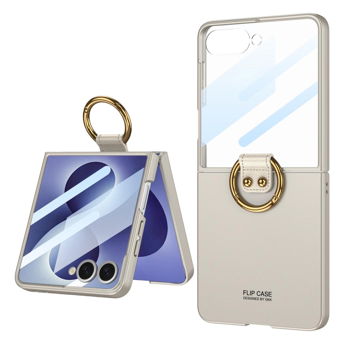 For Galaxy Z Flip8 5G GKK Integrated Ultra-Thin Ring Holder Phone Case(Titanium Gray)