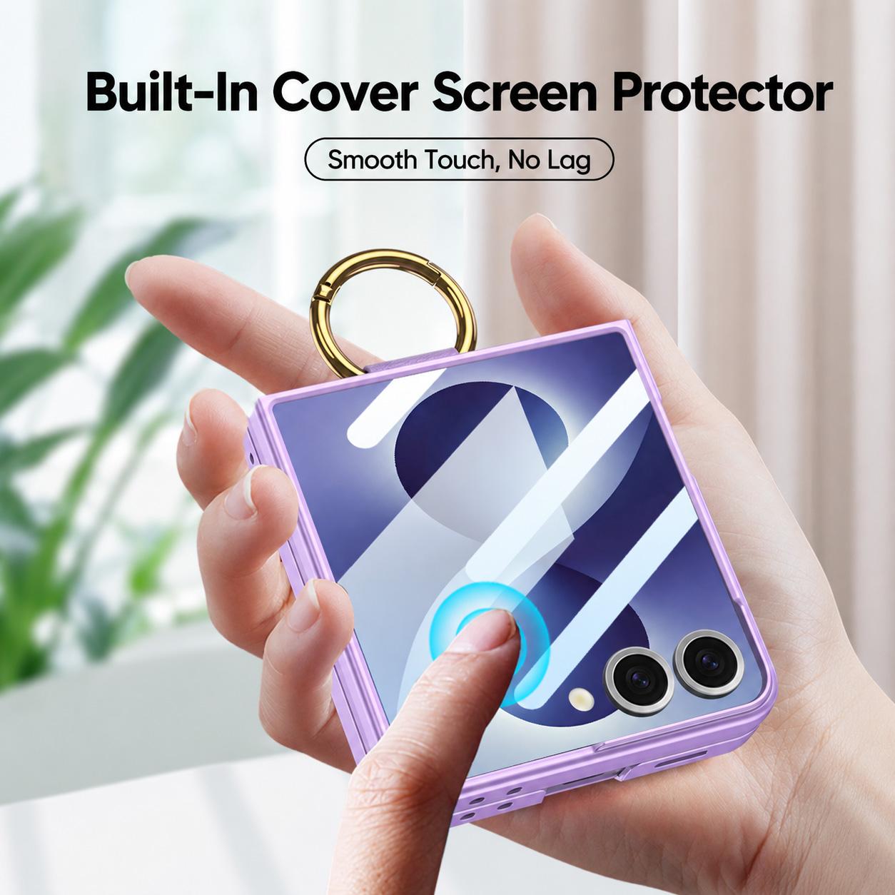For Galaxy Z Flip8 5G GKK Integrated Ultra-Thin Ring Holder Phone Case(Titanium Gray)