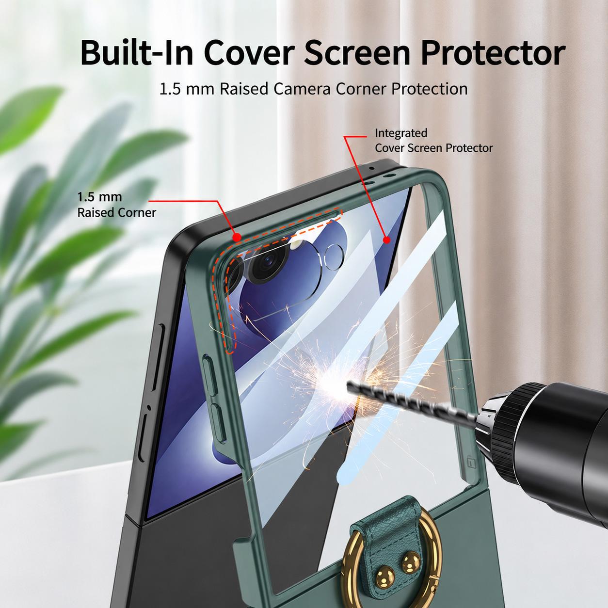 For Galaxy Z Flip8 5G GKK Integrated Ultra-Thin Ring Holder Phone Case(Titanium Gray)