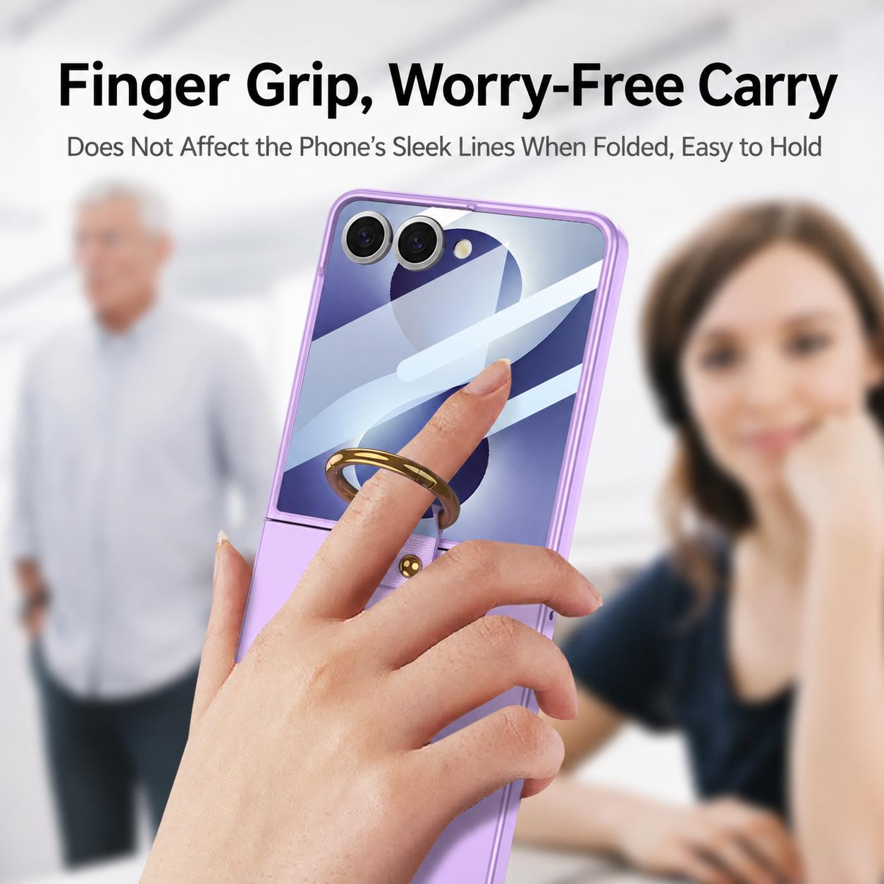 For Galaxy Z Flip8 5G GKK Integrated Ultra-Thin Ring Holder Phone Case(Titanium Gray)