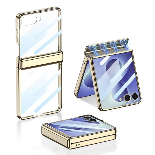 For Galaxy Z Flip8 5G GKK Integrated Magnetic Fold Hinge Shockproof Phone Case(Champagne Gold)