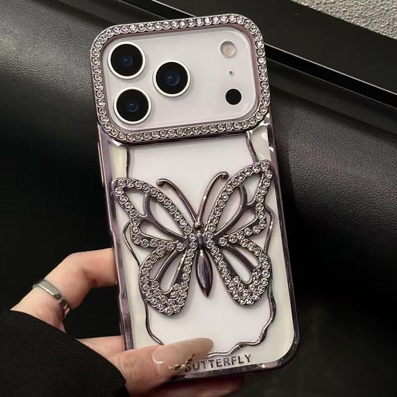 For iPhone 18 Pro Hollow Butterfly Electroplating TPU Phone Case - Rose Gold - EDA008560125B