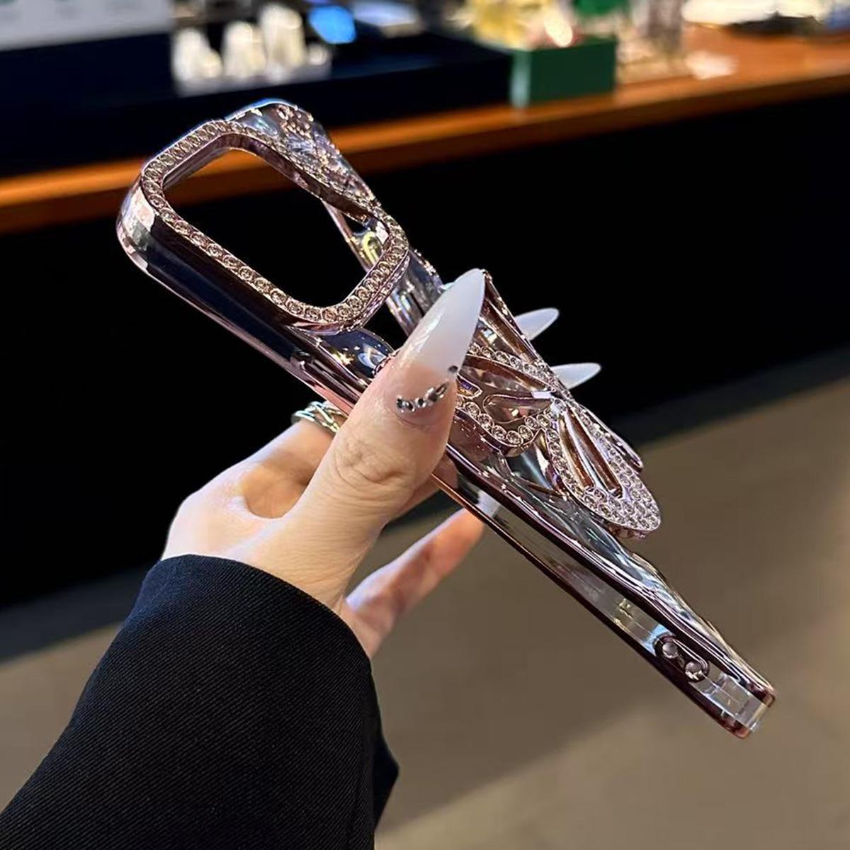 For iPhone 18 Pro Hollow Butterfly Electroplating TPU Phone Case - Silver - EDA008560125A