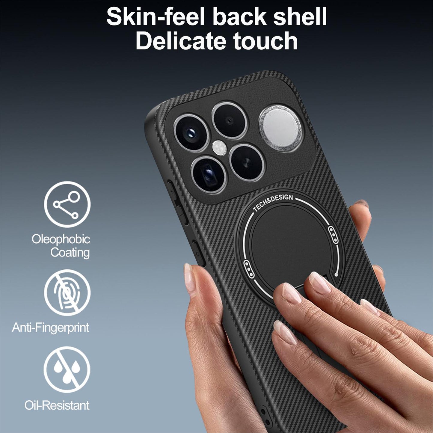 For Redmi K90 Pro Max / Poco F8 Ultra Carbon Fiber Texture MagSafe Phone Case with Holder(Black)