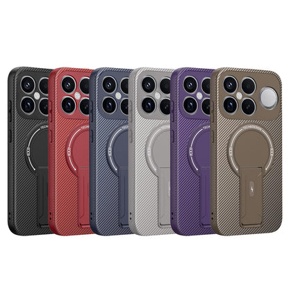 For Redmi K90 Pro Max / Poco F8 Ultra Carbon Fiber Texture MagSafe Phone Case with Holder(Red)