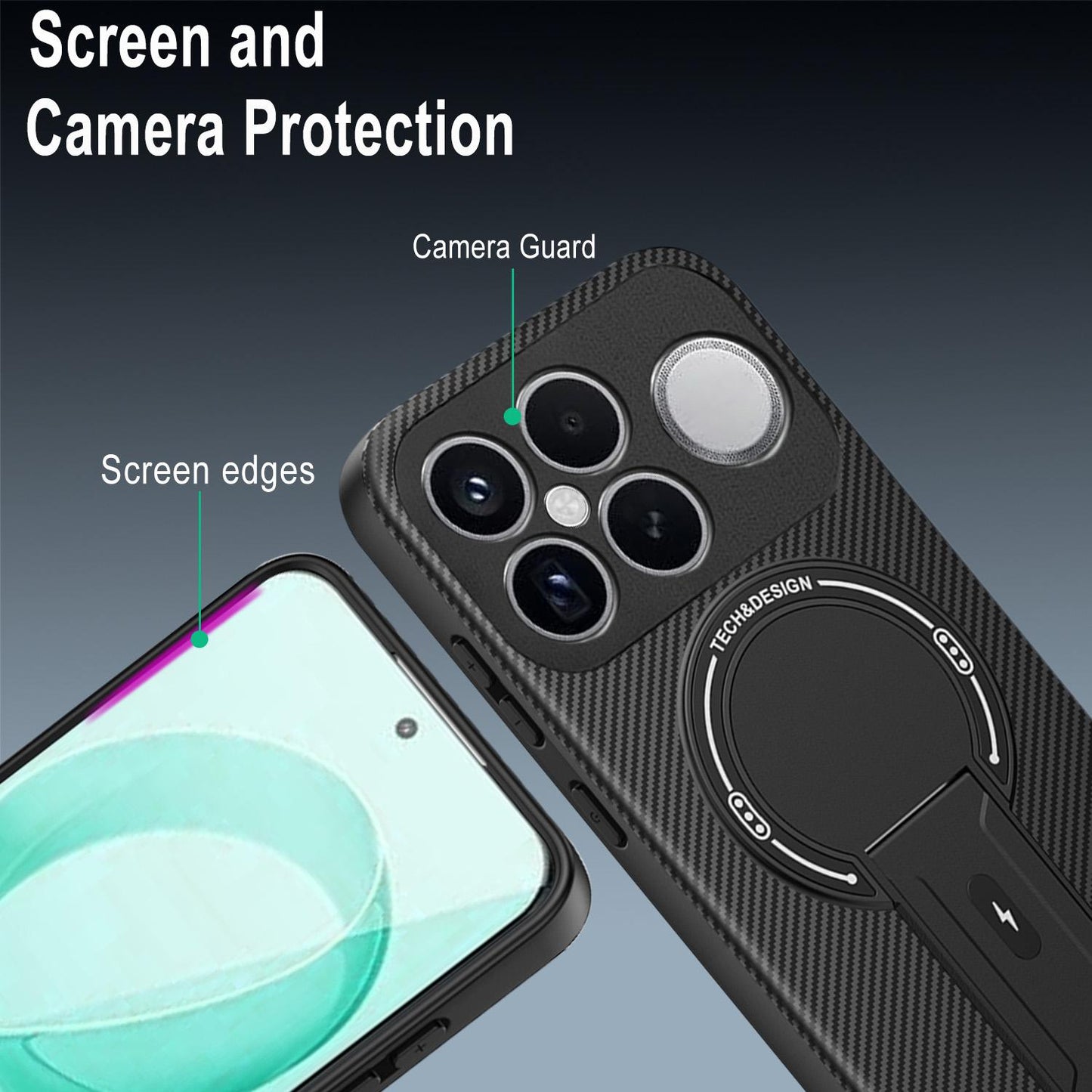 For Redmi K90 Pro Max / Poco F8 Ultra Carbon Fiber Texture MagSafe Phone Case with Holder(Purple)