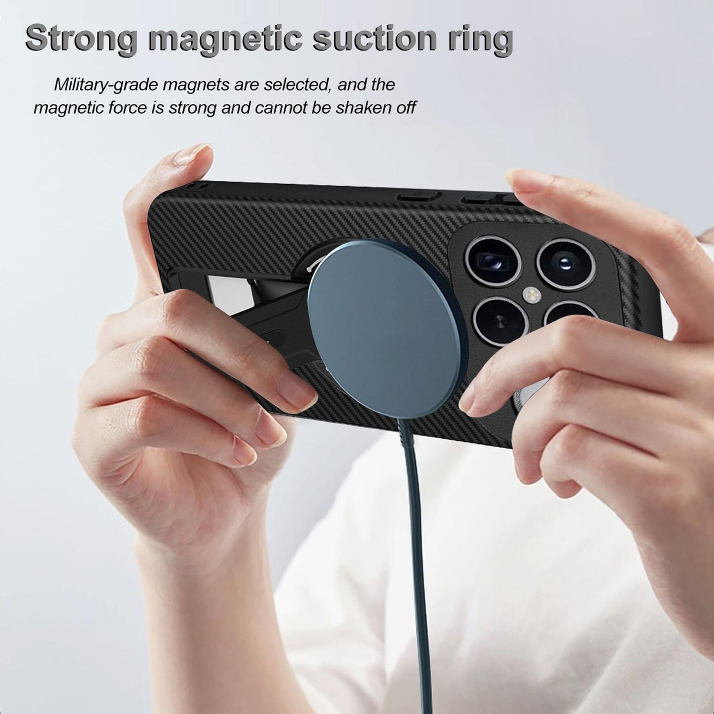 For Redmi K90 Pro Max / Poco F8 Ultra Carbon Fiber Texture MagSafe Phone Case with Holder(Brown)
